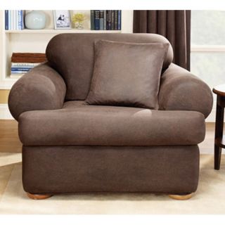 Sure Fit Stretch Leather T Cushion Two Piece Chair Slipcover Multicolor   37328