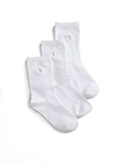Ralph Lauren Toddlers & Girls Flat Knit Crew Socks   White