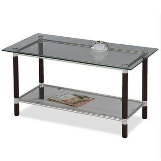 Coffee And Brushed Nickel Finish Glass Top Coffee Table