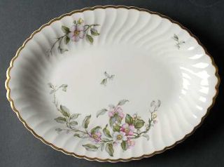 Syracuse Apple Blossom 11 Oval Serving Platter, Fine China Dinnerware   Pink&Wh