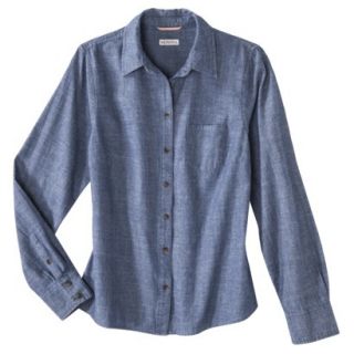Merona Petites Long Sleeve Chambray Shirt   Blue MP