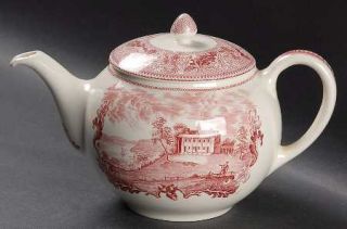 Johnson Brothers Historic America Pink Teapot & Lid, Fine China Dinnerware   Pin
