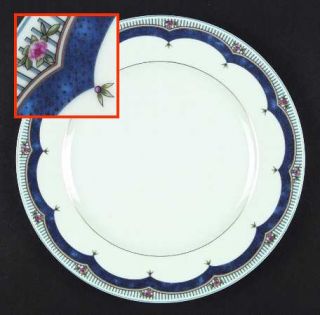 Haviland Louisiane Dinner Plate, Fine China Dinnerware   Scalloped Cobalt Band,