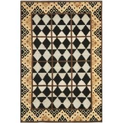 Hand knotted Gabeh Tribal Black/ Multi Wool Rug (6 X 8)