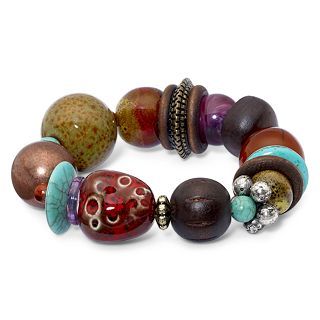 Aris by Treska Chunky Multicolor Bead Stretch Bracelet, Multi