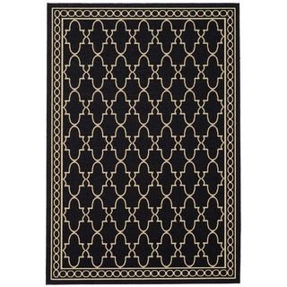 Safavieh Indoor/ Outdoor Courtyard Trellis Pattern Black/ Beige Rug (9 X 12)