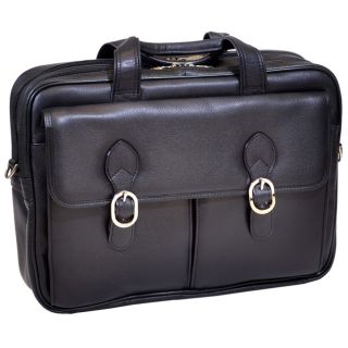 Mcklein Hyde Park Double Compartment Laptop Briefcase (BlackDual handles and comes with a strap )