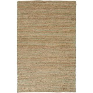 Natural Solid Jute/ Cotton Green Rug (5 X 8)