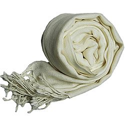 Peach Couture Womens Ivory Wool Scarf
