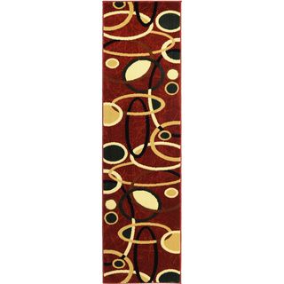 Red Abstract Shapes 2x72 Rug Runner Rug