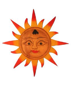 Hand carved Sun Wood Wall Hanging