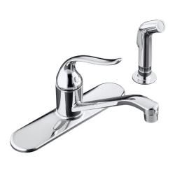 Kohler K 15172 f cp Polished Chrome Coralais Single control Kitchen Sink Faucet With 8 1/2 Spout, Color matched Sprayhead And L