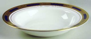 John Aynsley Empress Cobalt Rim Soup Bowl, Fine China Dinnerware   Gold Encruste