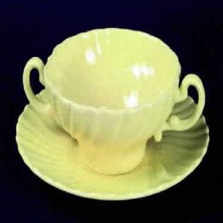 Franciscan Coronado Yellow Glossy Flat Cream Soup Bowl & Saucer Set, Fine China