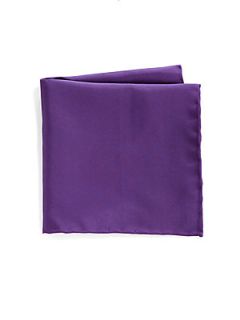  Collection Silk Solid Pocket Square   Eggplant