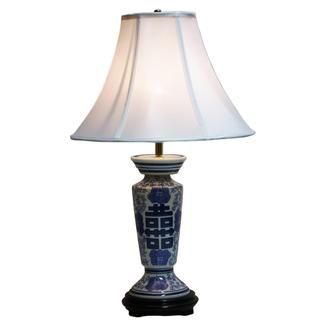 Blue And White Symbol Column Table Lamp