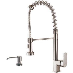 Ruvati RVF1216K1ST Cascada Commercial Style Pullout Spray Kitchen Faucet with So