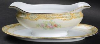 Noritake Rosanne Gravy Boat with Attached Underplate, Fine China Dinnerware   Ye