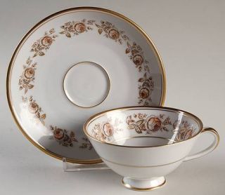 Furstenberg Gerverot Rose (Gold Verge) Footed Cup & Saucer Set, Fine China Dinne