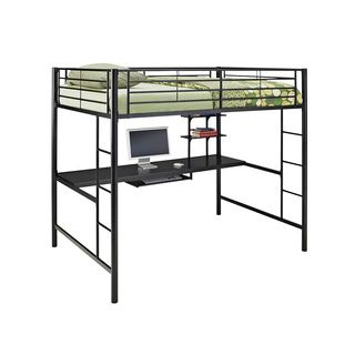 Full Metal Black Loft Bed With Work Space
