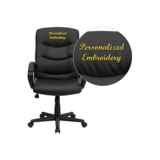 FlashFurniture Personalized Mid Back Leather Office Chair GO 977 1 BK LEA EMB GG