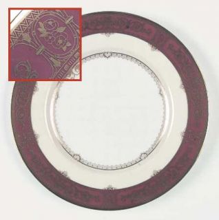 Minton Grasmere Crimson Dinner Plate, Fine China Dinnerware   Crimson Border,Gol