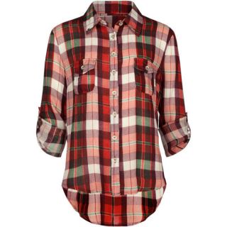 Studded Plaid Girls Shirt Red Combo In Sizes X Small, Medium, X Large