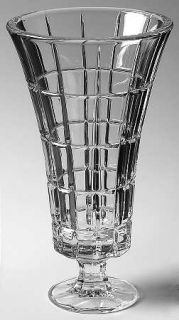 Mikasa Madison Avenue Footed Vase   Cut Vertical & Horizontal Lines