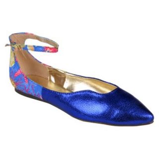 Womens Bamboo By Journee Ankle Strap Flats   Blue 7.5