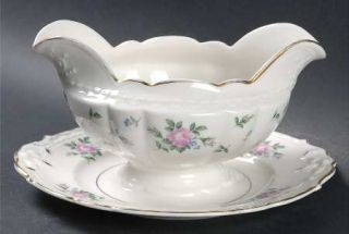 Princess   Empcraft (USA) Sweet Briar Gravy Boat with Attached Underplate, Fine