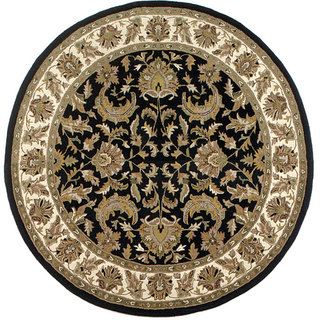 Elite Wool Rug (8 Round) (BlackPattern FloralMeasures 0.625 inch thickTip We recommend the use of a non skid pad to keep the rug in place on smooth surfaces.All rug sizes are approximate. Due to the difference of monitor colors, some rug colors may vary