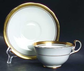 John Aynsley Elizabeth (Scalloped,Pin Line) Footed Cup & Saucer Set, Fine China