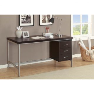 Cappuccino And Silver Metal 60 inch Office Desk