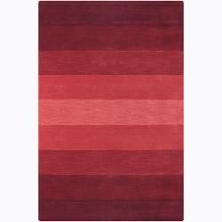 Hand tufted Mandara Red Stripes Wool Rug (79 X 106)