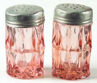 Jeannette Windsor Pink Shaker Set with Metal Lids   Pink, Depression Glass