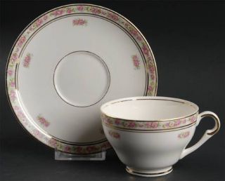 Pope Gosser St. Regis Footed Cup & Saucer Set, Fine China Dinnerware   Rose Bord