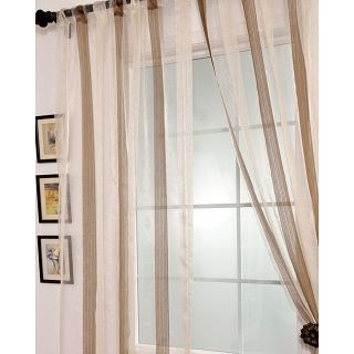 Signature Havannah Cocoa 108 inch Striped Linen And Voile Weaved Sheer Curtain