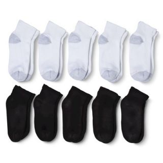 Hanes Womens 10 Pack Ankle Socks   Black/White 5 9