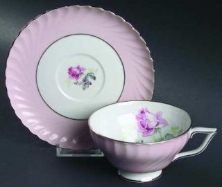 Royal Tettau Rosarita Footed Cup & Saucer Set, Fine China Dinnerware   Pink Rim