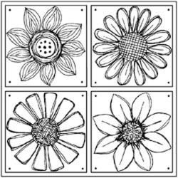 Magenta Four Flowers Cling Stamps