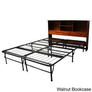 Durabed Steel Foldable Queen size Platform Bed With All Wood Bookcase Headboard