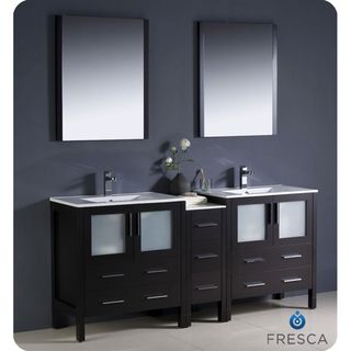 Fresca Torino 72 inch Espresso Modern Double Sink Bathroom Vanity With Side Cabinet And Undermount Sinks