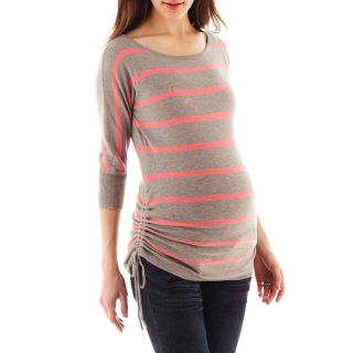 Maternity Neon Striped Sweater, Grey