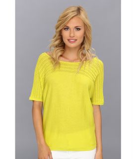 Qi Crystal Top Womens Short Sleeve Pullover (Yellow)