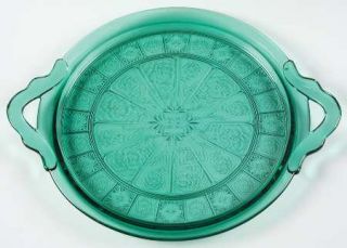 Jeannette Doric And Pansy Teal Green Handled Tray   Teal/Ultramarine (Green), De