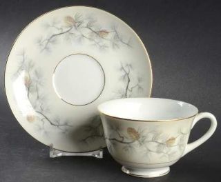 Narumi Olympia (Pine Cones) Footed Cup & Saucer Set, Fine China Dinnerware   Pin