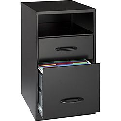 Office Designs Black Steel 2 drawer File Cabinet With Shelf (BlackMaterials SteelNumber of drawers Two (2)Accommodates letter size hanging file foldersAccessory drawer is perfect for office suppliesOpen storage shelf for easy accessDimensions 24.5 inch