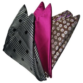 Dmitry Mens Gray/pink/brown Italian Silk Pocket Squares (pack Of 3)