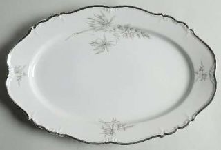 Towne Cotillion 15 Oval Serving Platter, Fine China Dinnerware   Pink/Gray Flow