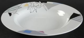 Mikasa Color Sketch Rim Soup Bowl, Fine China Dinnerware   Multicolor Geometric,